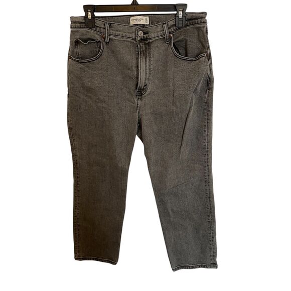 Abercrombie & Fitch The Ankle Straight Ultra High Rise Grey Sz 32S Grunge - Picture 1 of 6